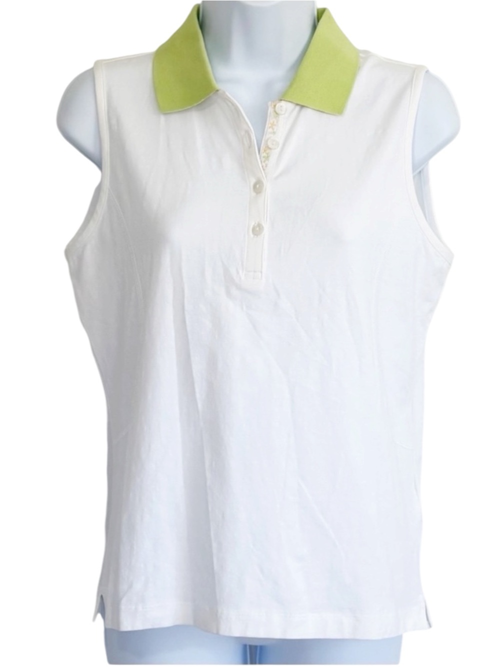 EP PRO Tour Dry Golf Polo Top White Lime Green Sleeveless NWT Medium